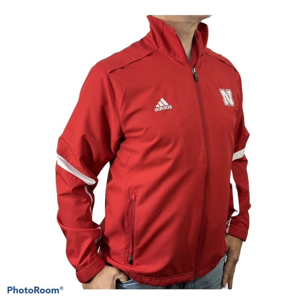 Adidas Jacket Mens Sz Small Nebraska Woven Warmup Style 6985A Red $49 - Picture 2 of 12